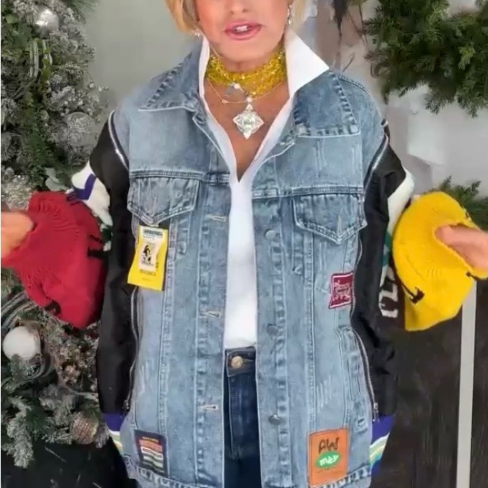 Colorful Patchwork Custom Denim Jacket - Oversized - NWT